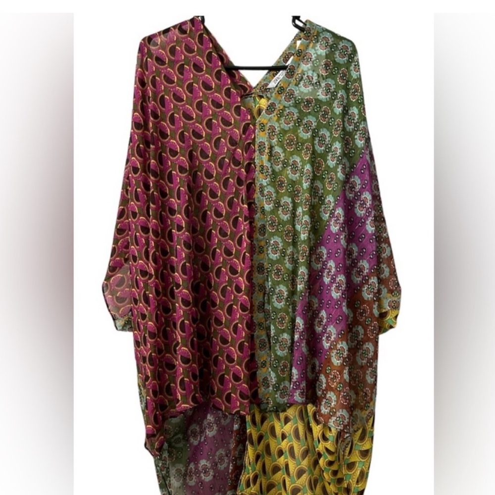 Zara multi color gold sparkle kimono cover up size medium